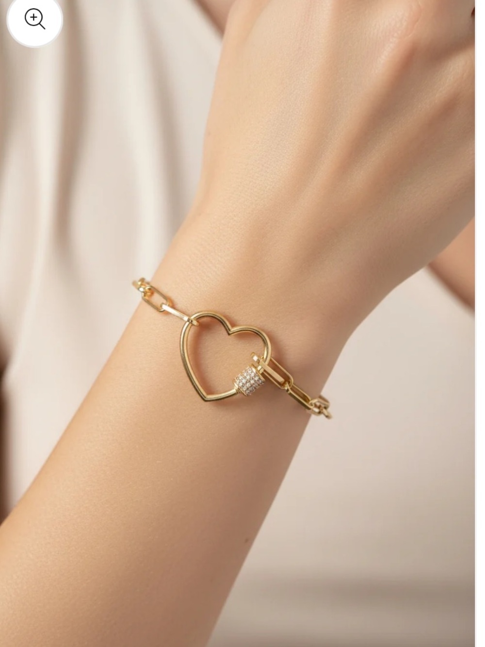 Heart Link Gold Dipped Cubic Zirconia chain link Bracelet